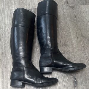 Tory Burch Jackson Black Leather Riding Boots
